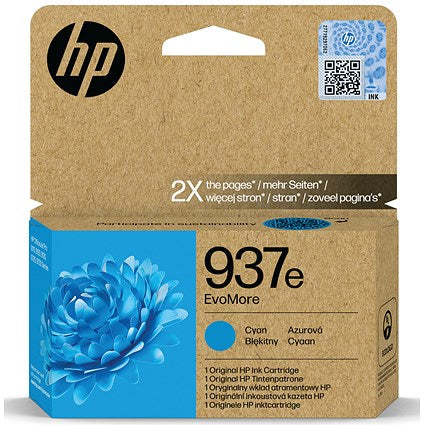 HP 937E EvoMore Original Ink Cartridge High Yield Cyan 4S6W6NE