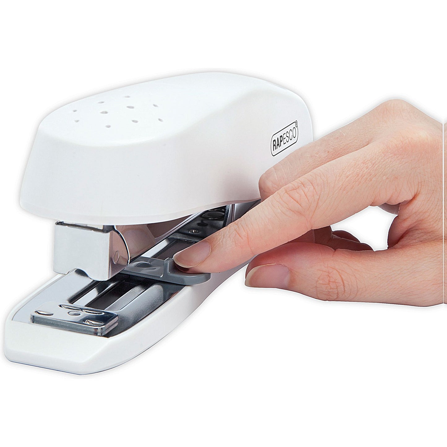 Rapesco ECO Spinna Half Strip Stapler, Capacity 50 Sheets, White