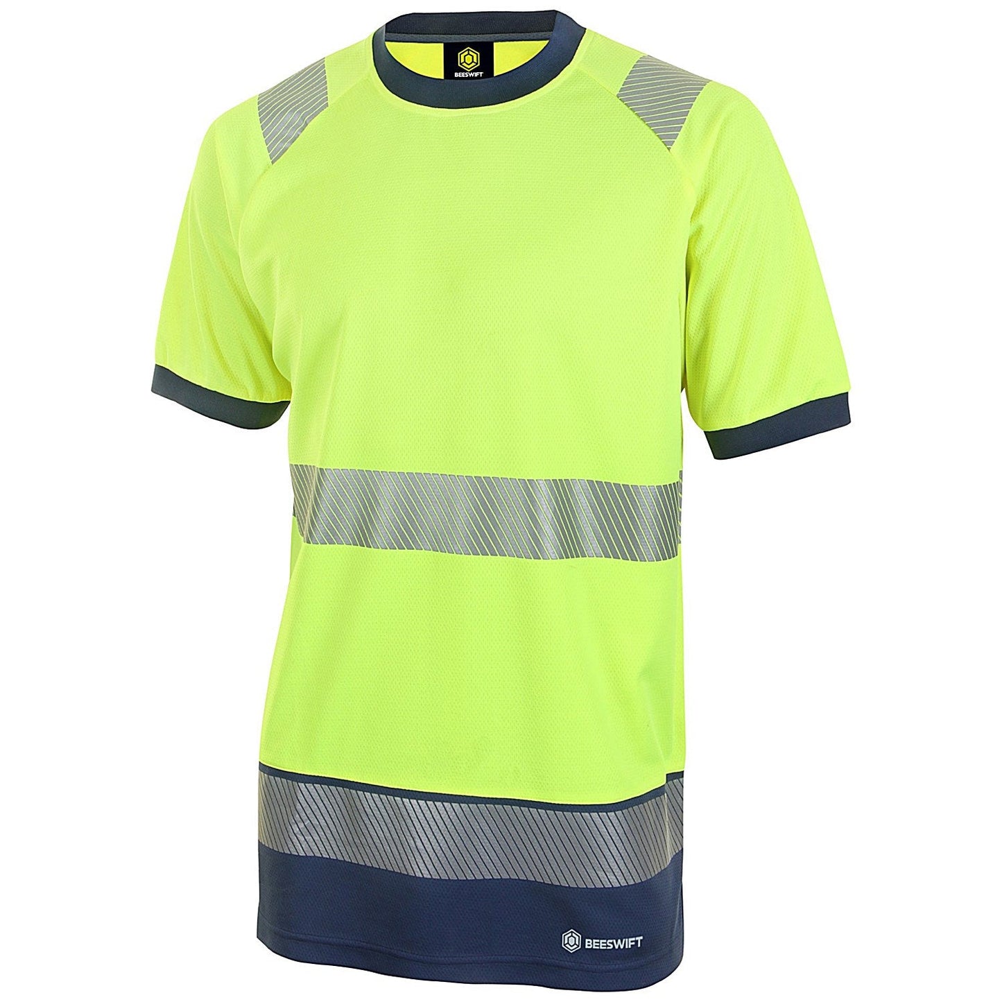 Beeswift High Visibility Two Tone Short Sleeve T-Shirt, Saturn Yellow & Navy Blue, Small Easy2Order : HVTT001SYNS