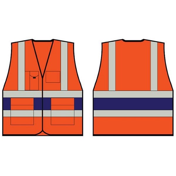 Beeswift Executive Vest, Orange With Navy Blue Band, XL Easy2Order : HVV45NXL