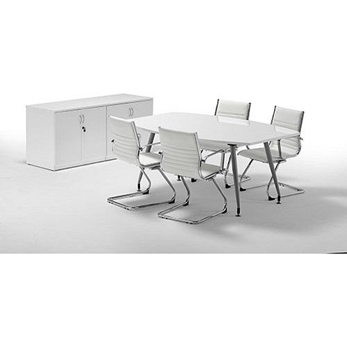 Impulse High Gloss Desk High Cupboard, 1 Shelf, 720mm High, White