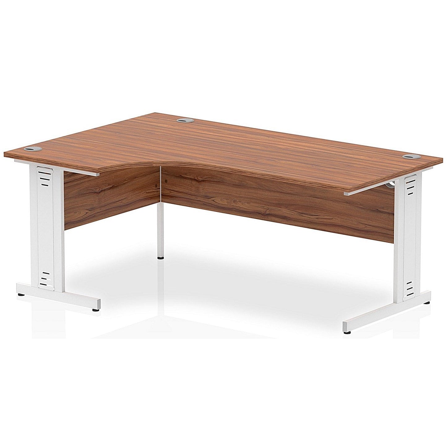 Impulse 1800mm Corner Desk, Left Hand, White Cable Managed Leg, Walnut Easy2Order : I002148