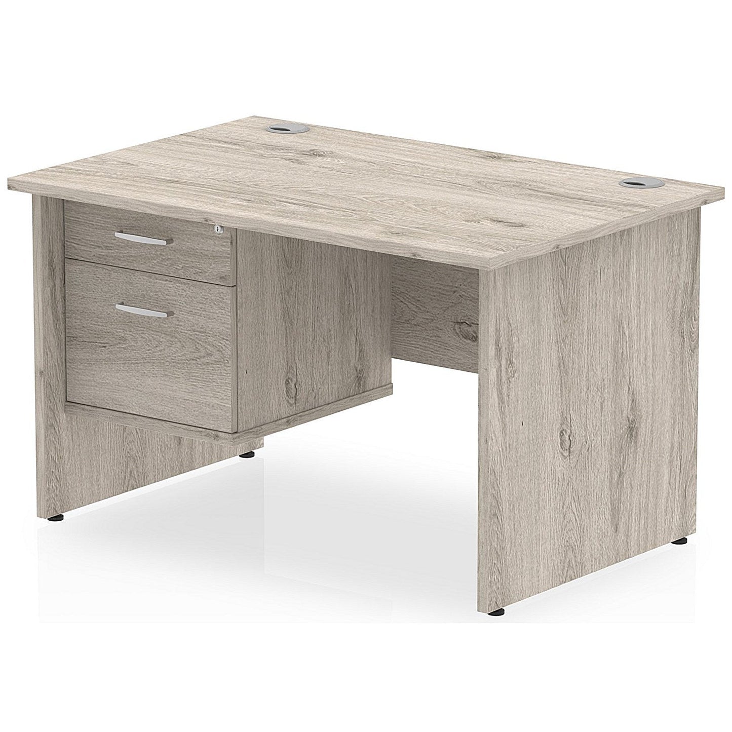 Impulse 1200mm Rectangular Desk With 2 Drawer Fixed Pedestal, Panel End Leg, Grey Oak Easy2Order : I003426