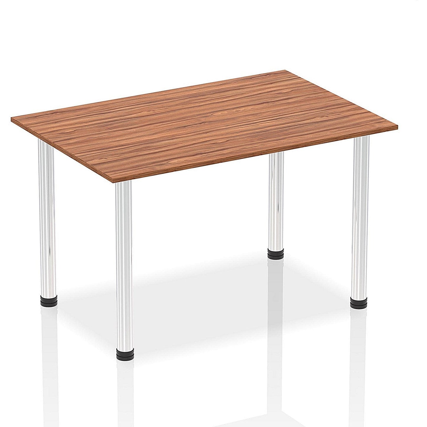 Impulse Rectangular Table, 1400mm, Walnut, Chrome Post Leg Easy2Order : I003590
