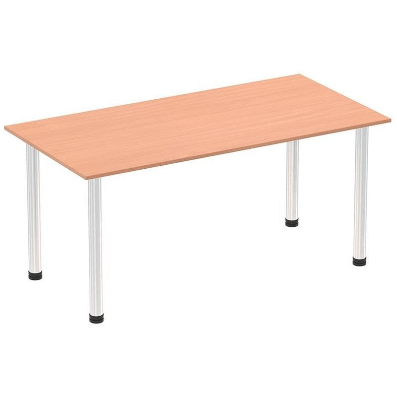Impulse Rectangular Table, 1600mm, Beech, Chrome Post Leg Easy2Order : I003593