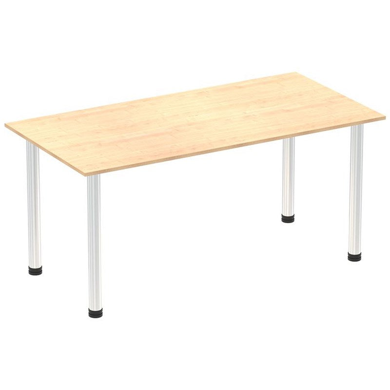 Impulse Rectangular Table, 1600mm, Maple, Chrome Post Leg Easy2Order : I003597