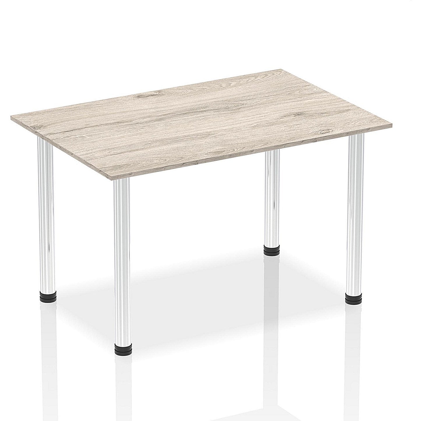 Impulse Rectangular Table, 1400mm, Grey Oak, Chrome Post Leg Easy2Order : I003616