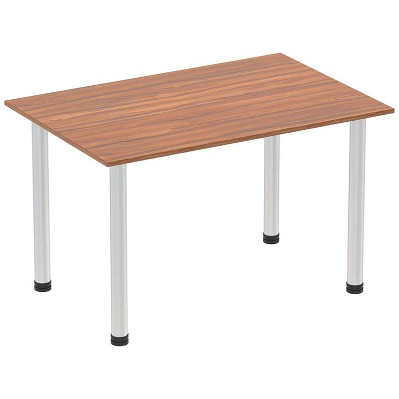 Impulse Rectangular Table, 1200mm, Walnut, Brushed Aluminium Post Leg Easy2Order : I003634