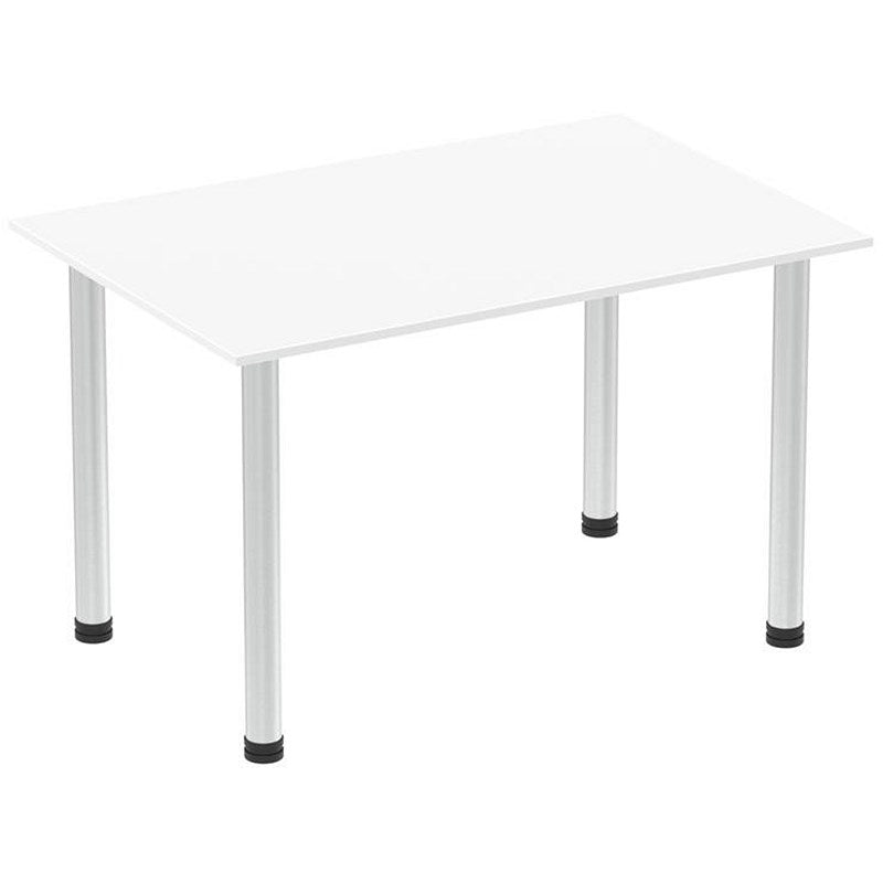 Impulse Rectangular Table, 1400mm, White, Brushed Aluminium Post Leg Easy2Order : I003640