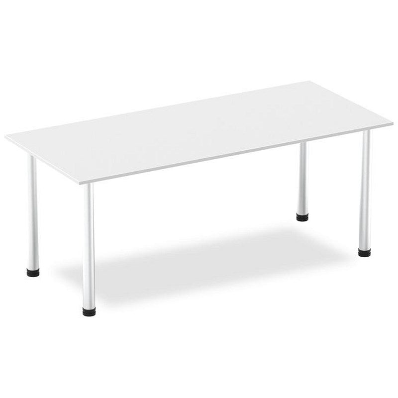Impulse Rectangular Table, 1800mm, White, Brushed Aluminium Post Leg Easy2Order : I003647