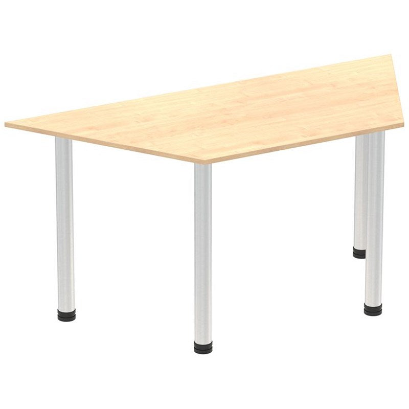 Impulse Trapezoidal Table, 1600mm, Maple, Brushed Aluminium Post Leg Easy2Order : I003659