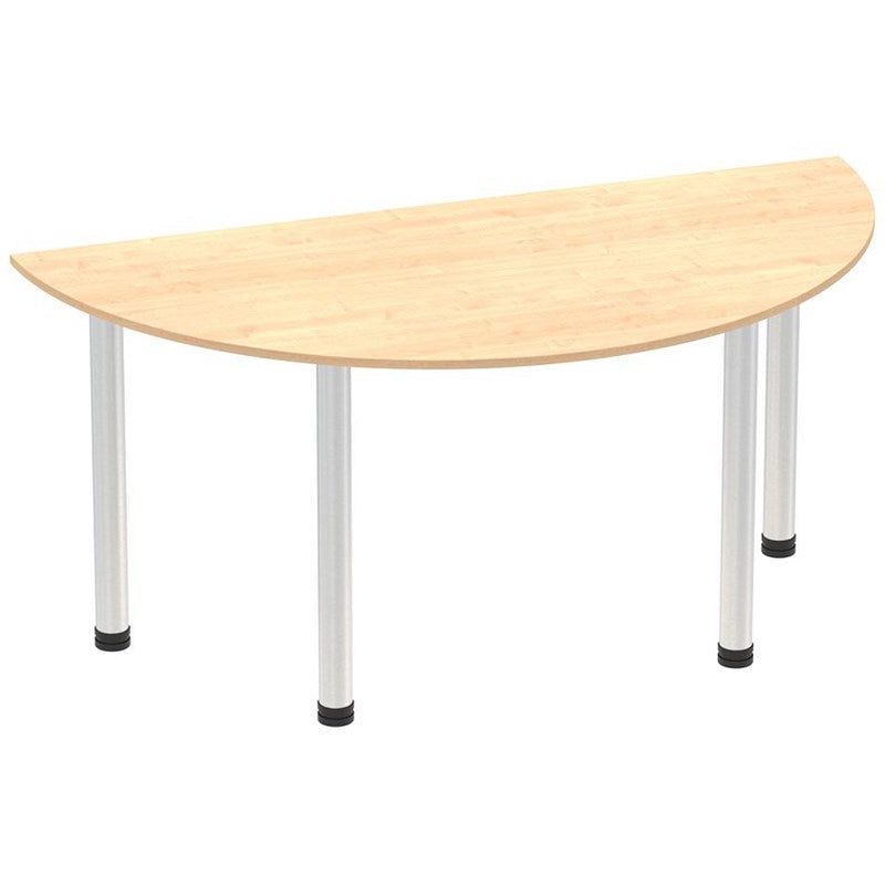 Impulse 1600mm Semi-circular Table, Maple, Brushed Aluminium Post Leg Easy2Order : I003660