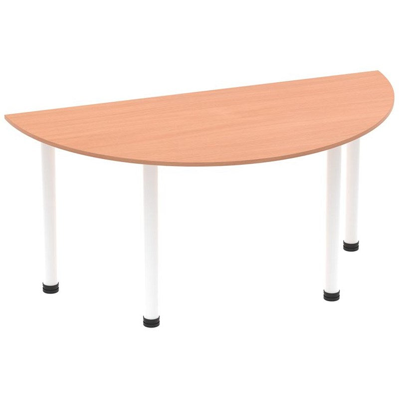 Impulse 1600mm Semi-circular Table, Beech, White Post Leg Easy2Order : I003700