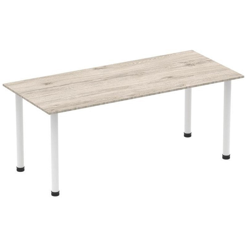 Impulse Rectangular Table, 1800mm, Grey Oak, White Post Leg Easy2Order : I003714