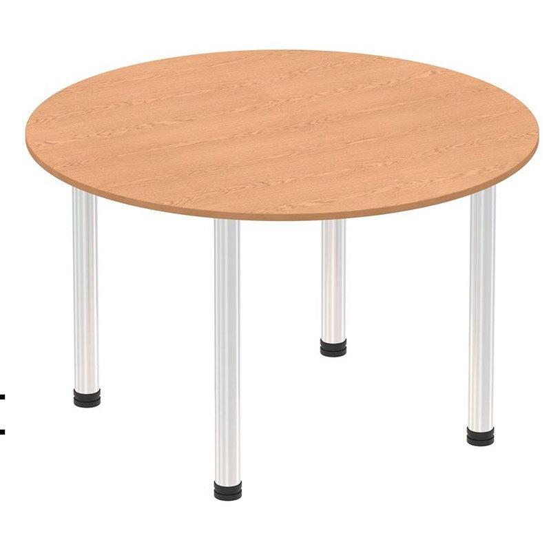 Impulse Circular Table, 1000mm, Oak, Chrome Post Leg Easy2Order : I003755