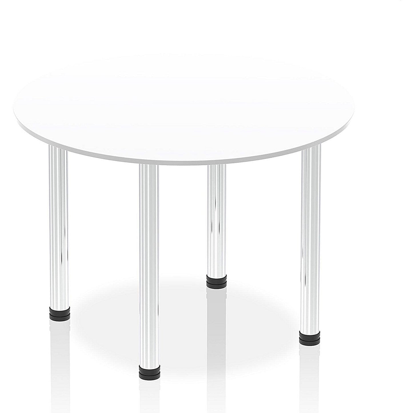 Impulse Circular Table, 1000mm, White, Chrome Post Leg Easy2Order : I003756