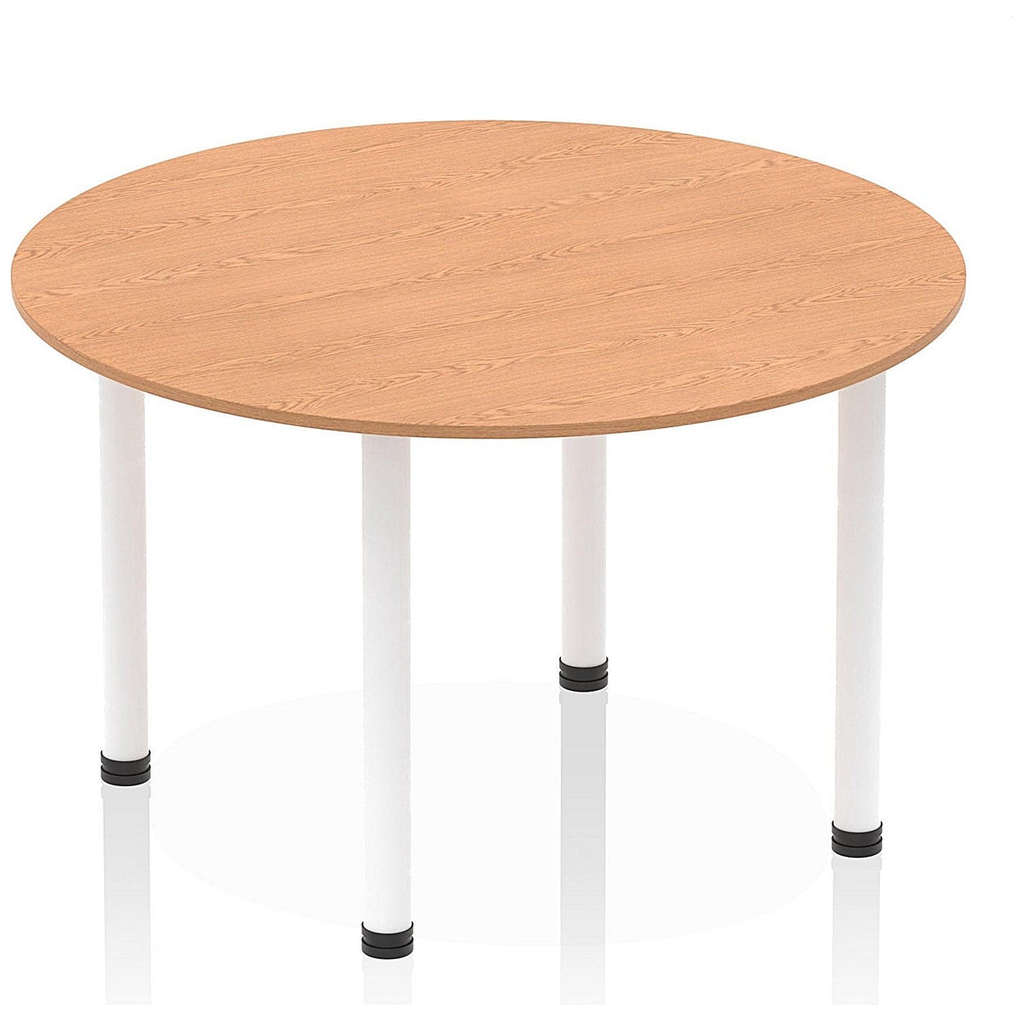 Impulse Circular Table, 1200mm, Oak, White Post Leg Easy2Order : I003785