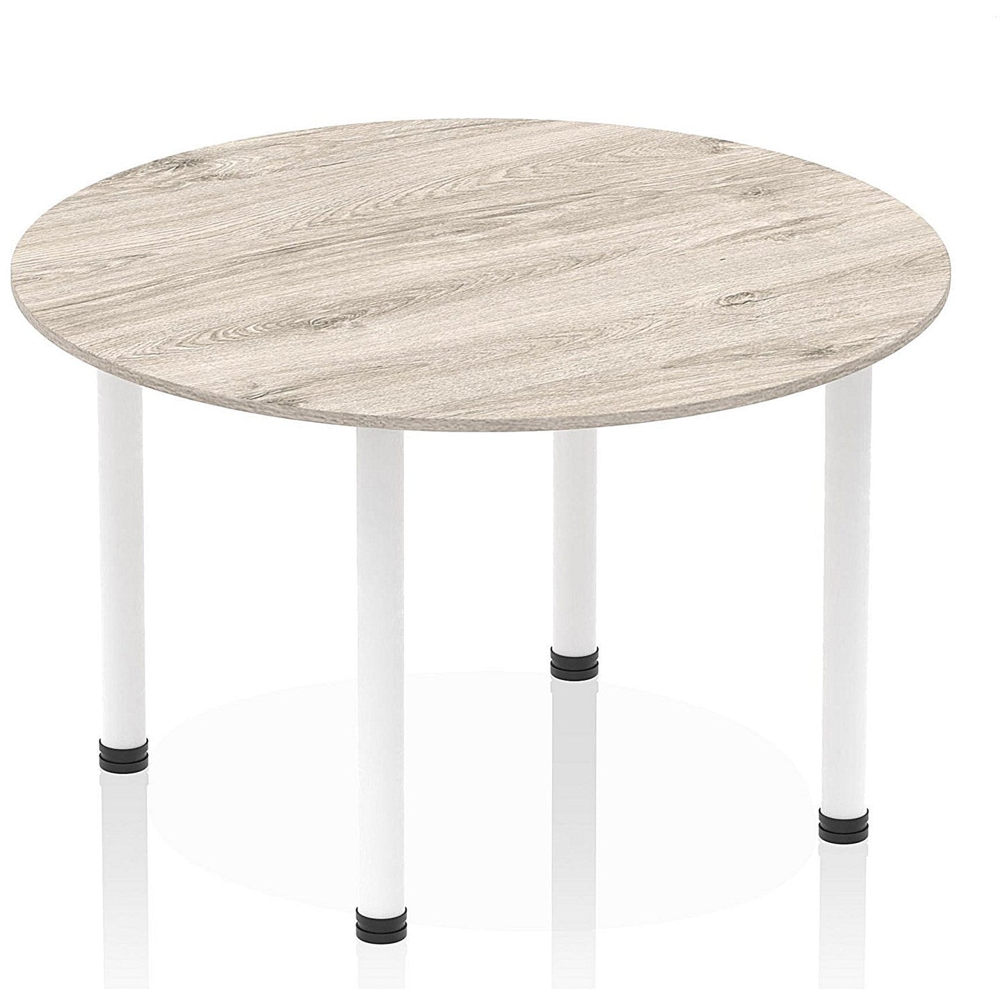 Impulse Circular Table, 1200mm, Grey Oak, White Post Leg Easy2Order : I003788