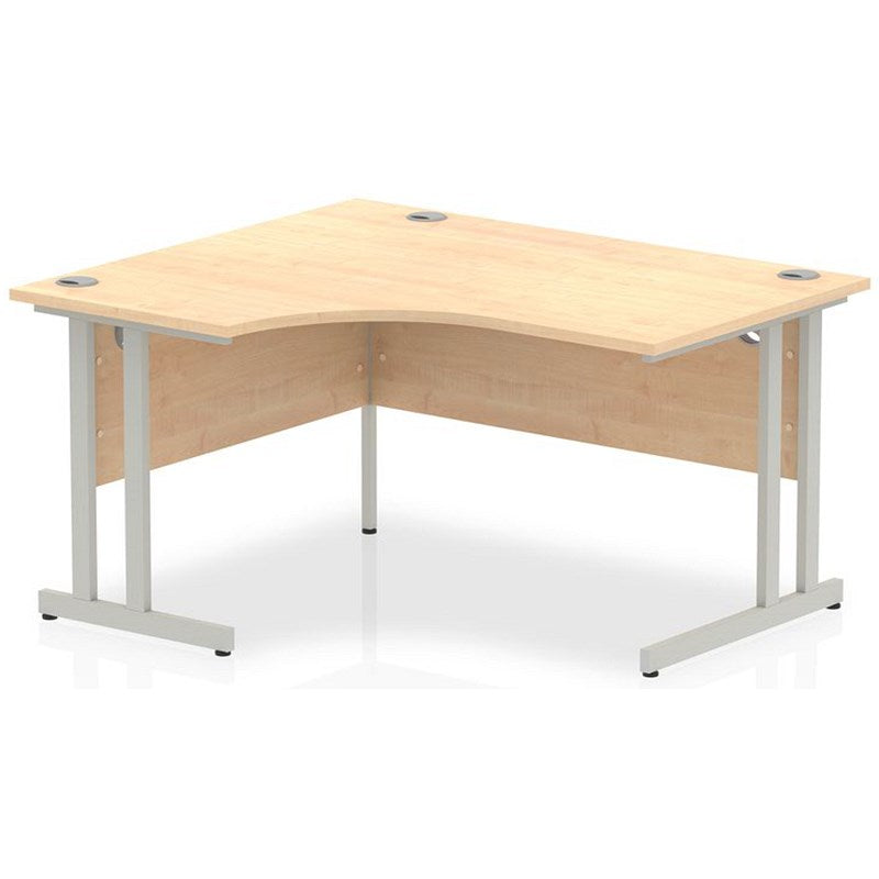 Impulse 1400mm Corner Desk, Left Hand, Silver Cantilever Leg, Maple