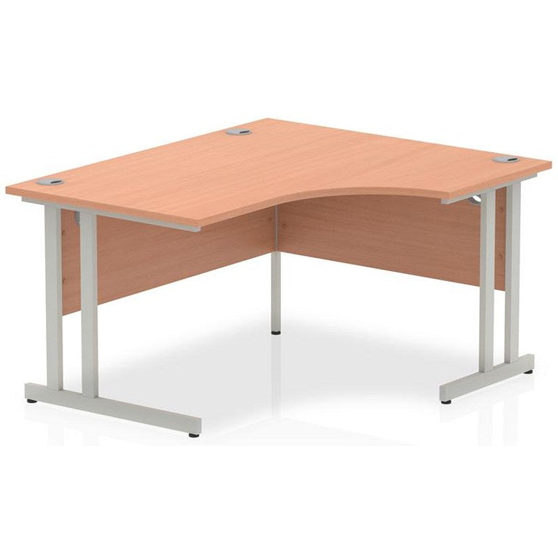 Impulse 1400mm Corner Desk, Right Hand, Silver Cantilever Leg, Beech