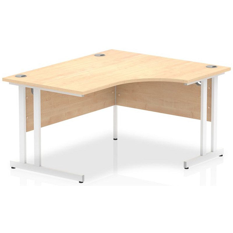 Impulse 1400mm Corner Desk, Right Hand, White Cantilever Leg, Maple