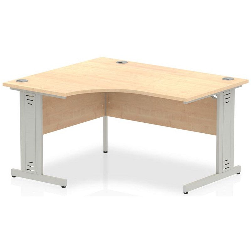 Impulse 1400mm Corner Desk, Left Hand, Silver Cable Managed Leg, Maple