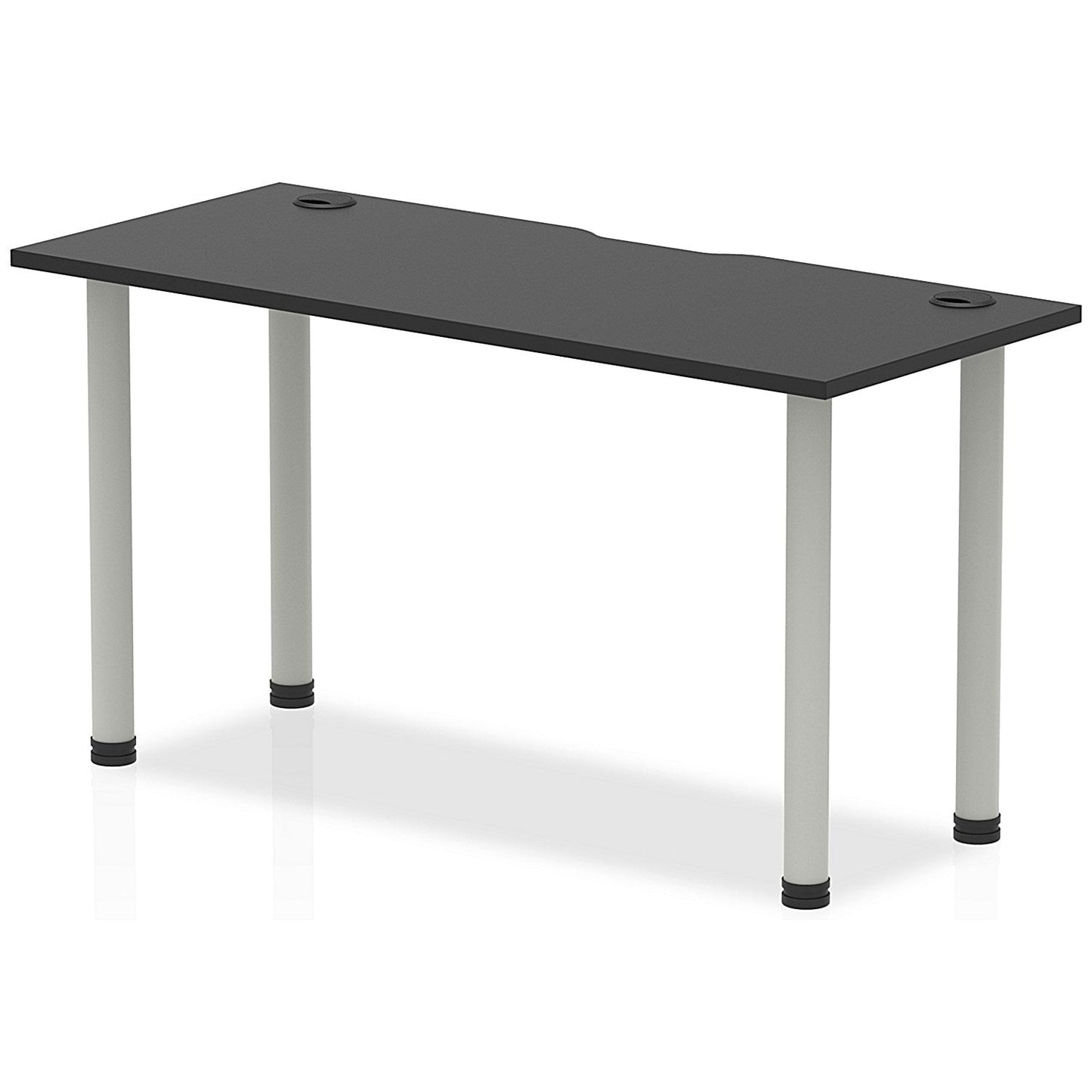 Impulse Rectangular Table, 1400mm x 600mm, Black, Silver Post Leg Easy2Order : I004229