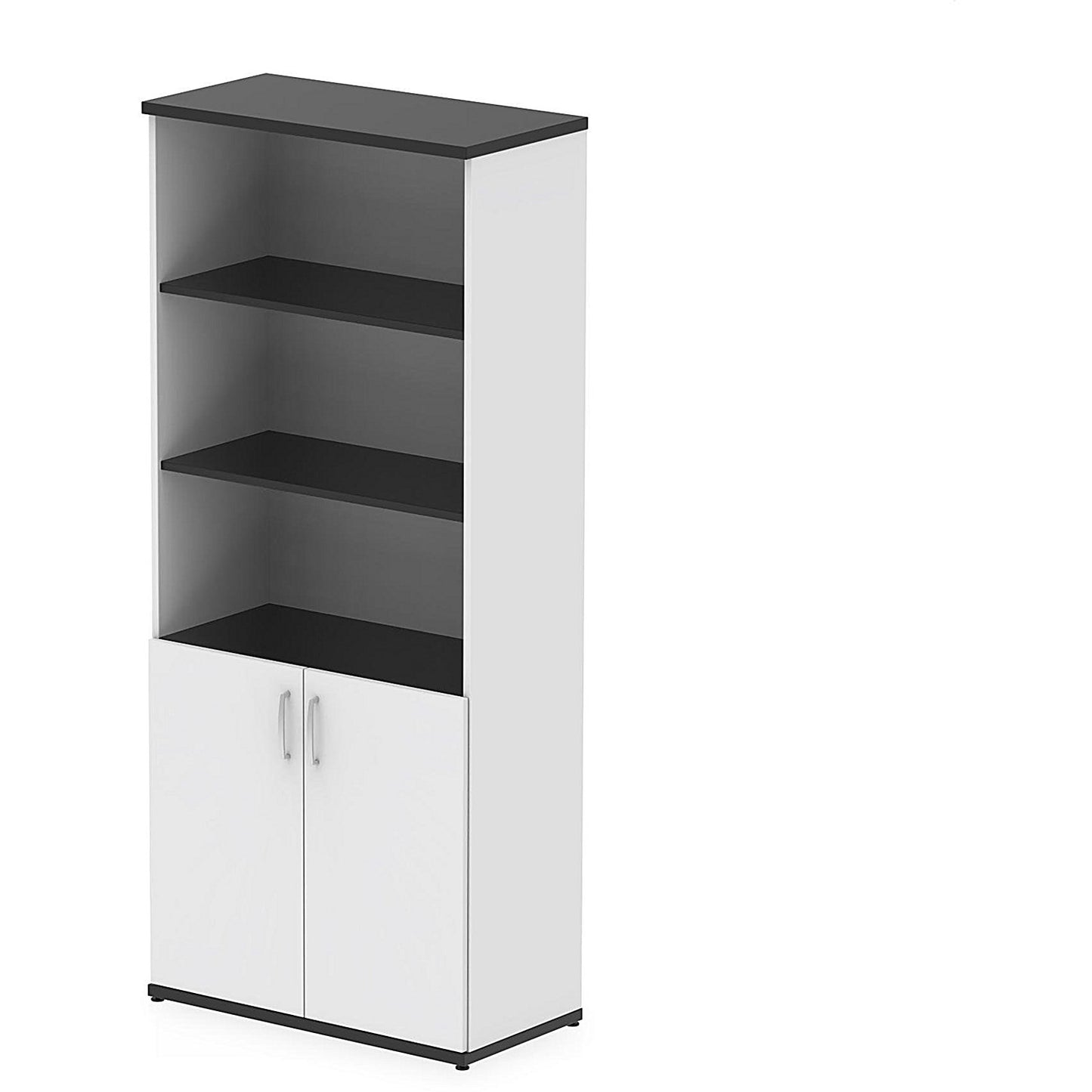 Impulse Two-Tone Extra Tall Open Shelves Cupboard, 3 Shelves, 2000mm High, White and Black