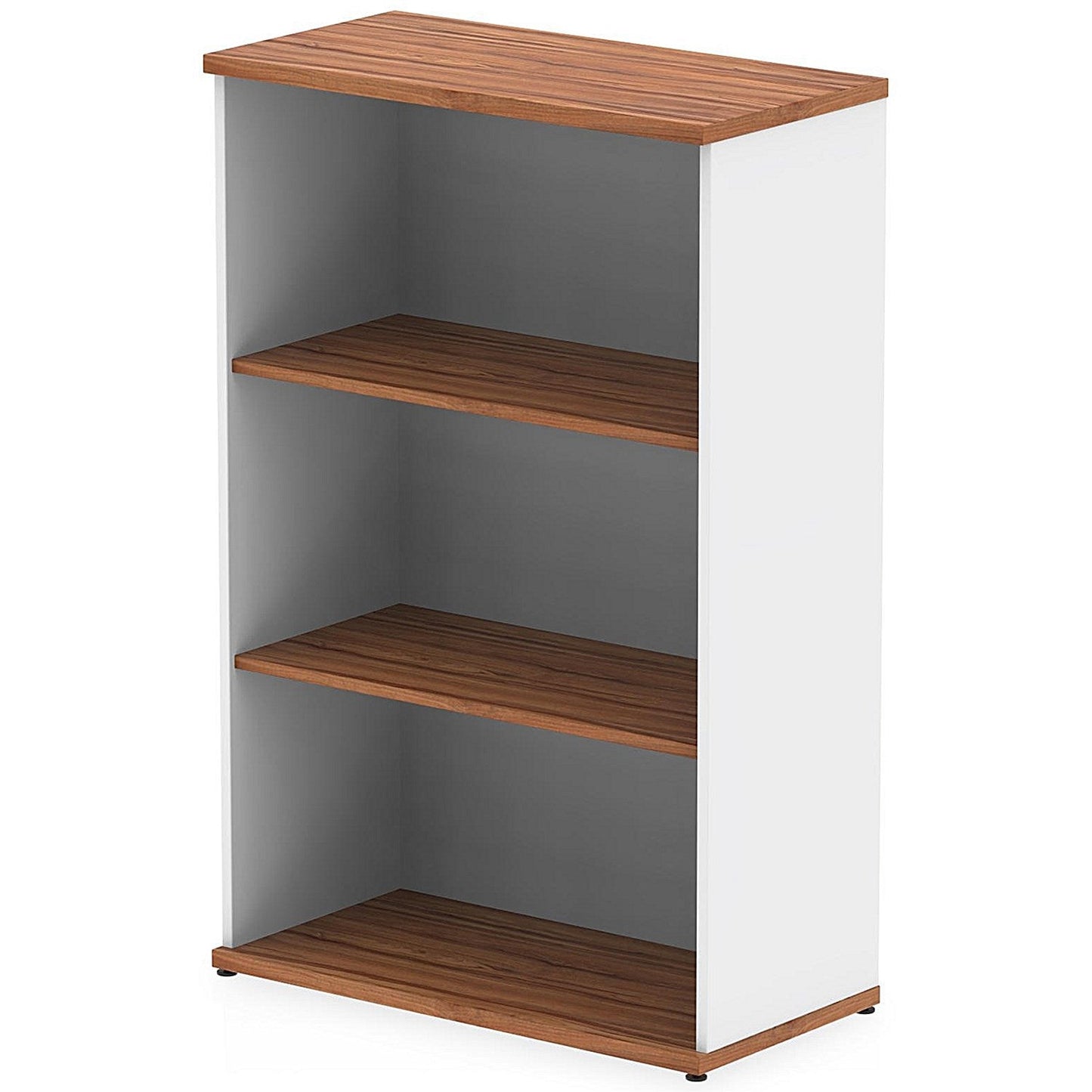 Impulse Two-Tone Medium Bookcase, 2 Shelves, 1200mm High, Walnut and White Easy2Order : I005123