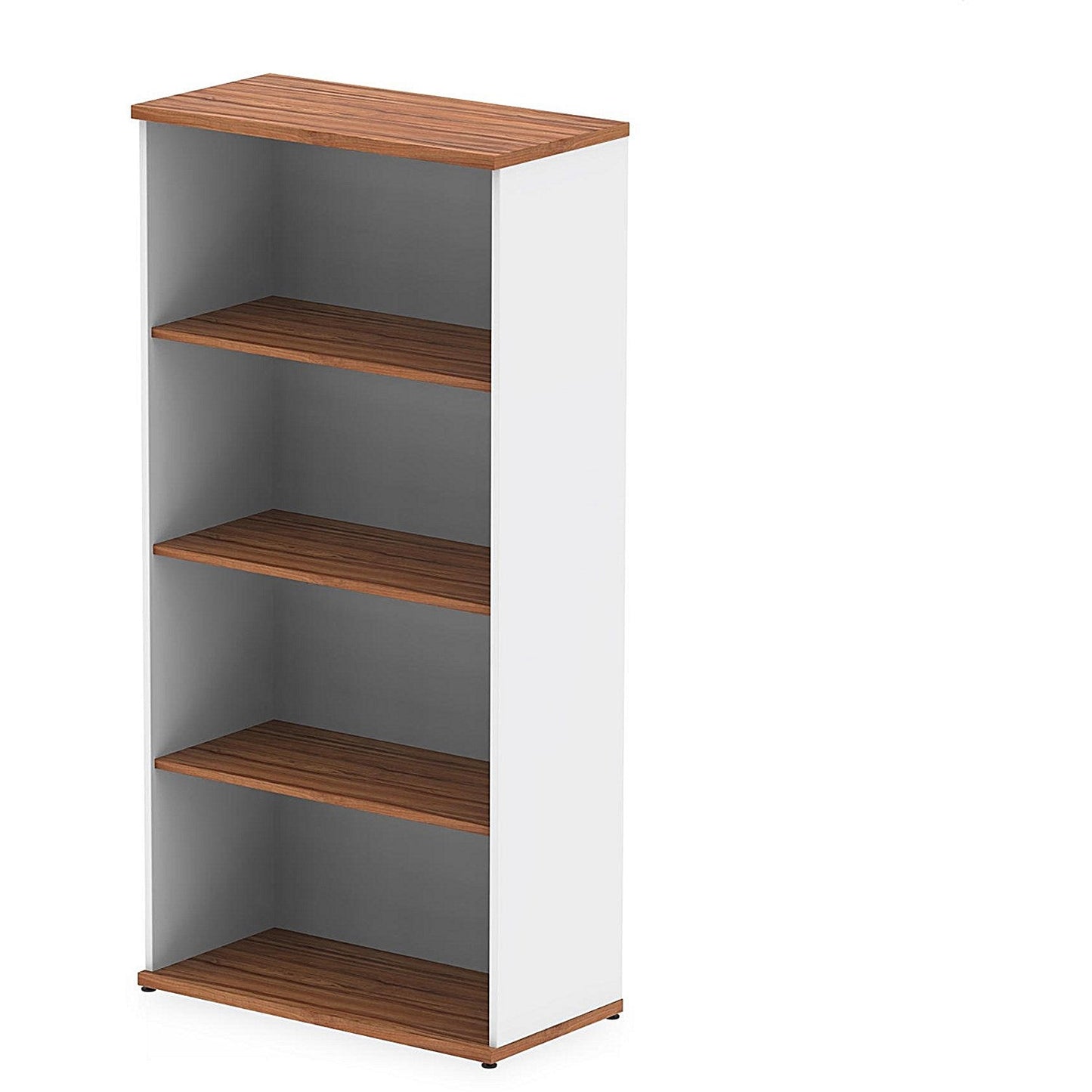 Impulse Two-Tone Tall Bookcase, 3 Shelves, 1600mm High, Walnut and White Easy2Order : I005129