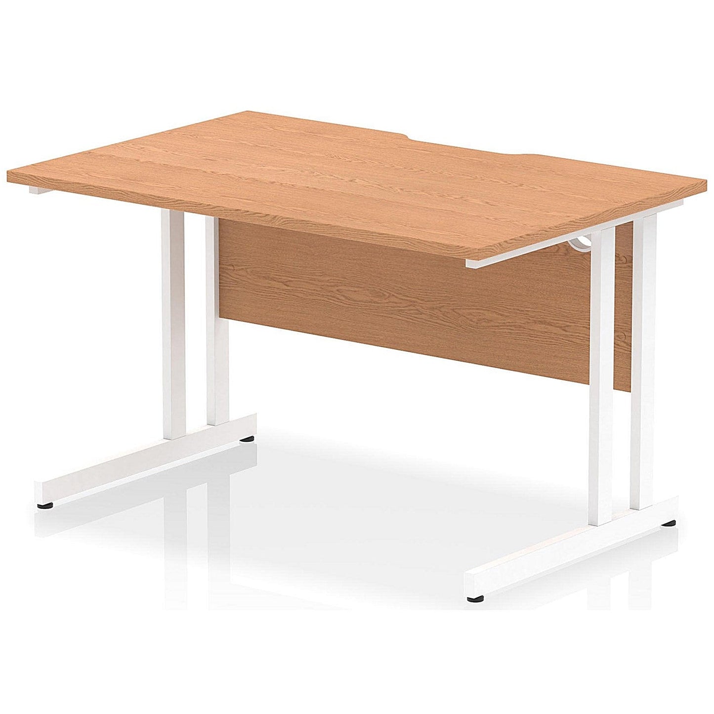 Impulse 1200mm Scalloped Edge Rectangular Desk, White Cantilever Legs, Oak Easy2Order : I005866