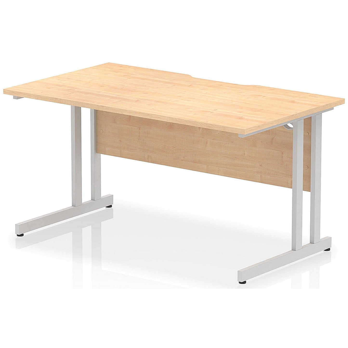 Impulse 1400mm Scalloped Edge Rectangular Desk, Silver Cantilever Legs, Maple Easy2Order : I005880