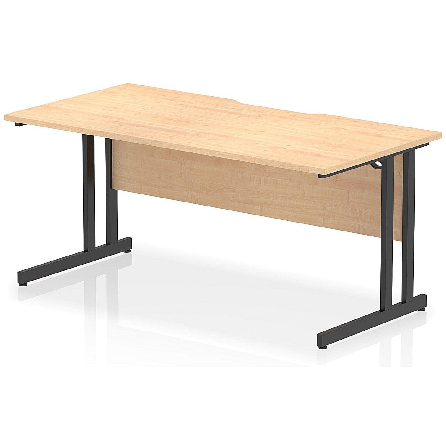 Impulse 1600mm Scalloped Edge Rectangular Desk, Black Cantilever Legs, Maple Easy2Order : I005897