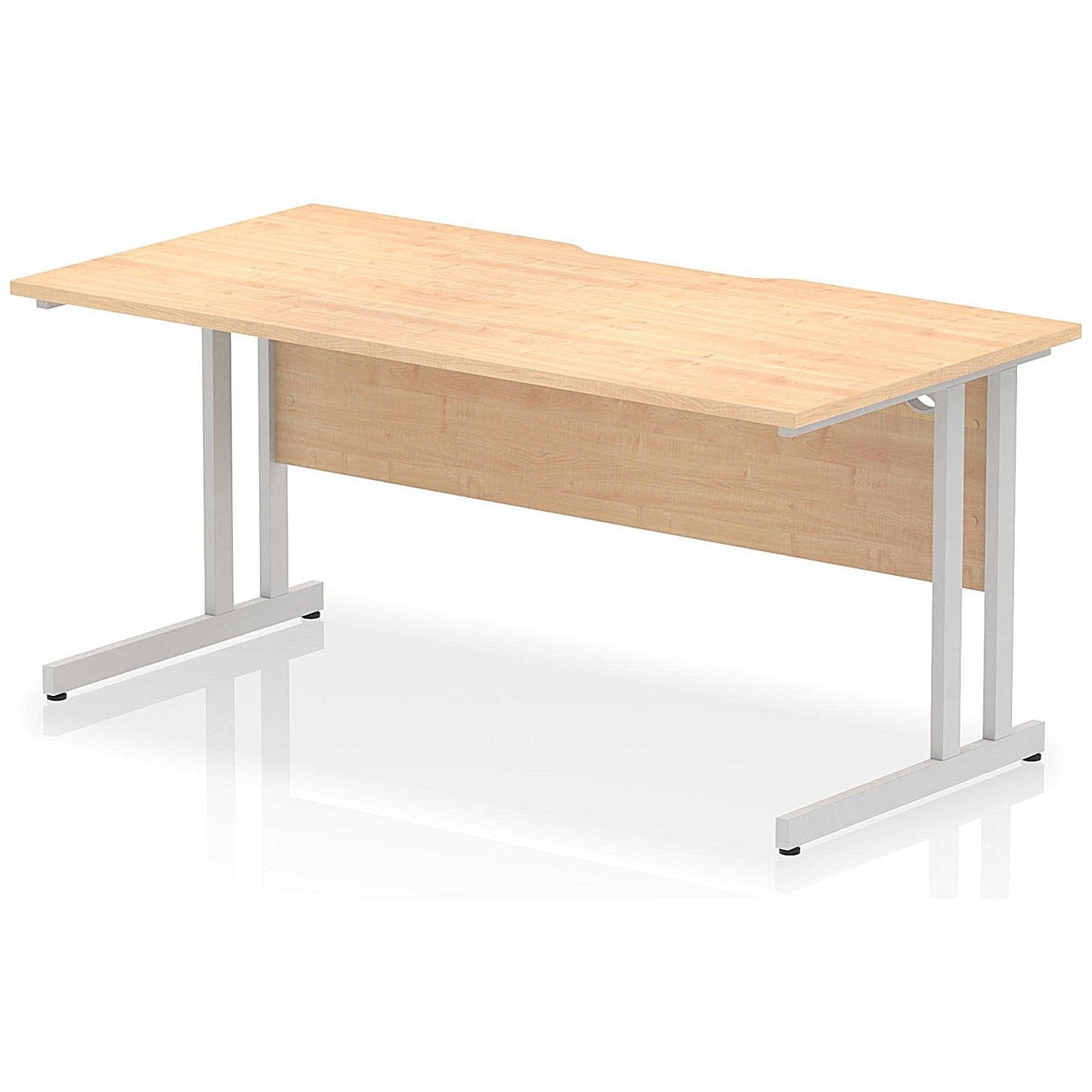 Impulse 1600mm Scalloped Edge Rectangular Desk, Silver Cantilever Legs, Maple Easy2Order : I005898
