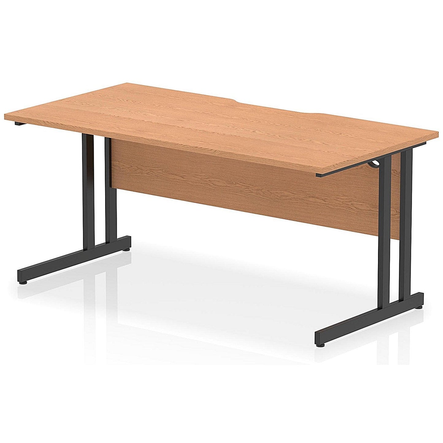 Impulse 1600mm Scalloped Edge Rectangular Desk, Black Cantilever Legs, Oak Easy2Order : I005900