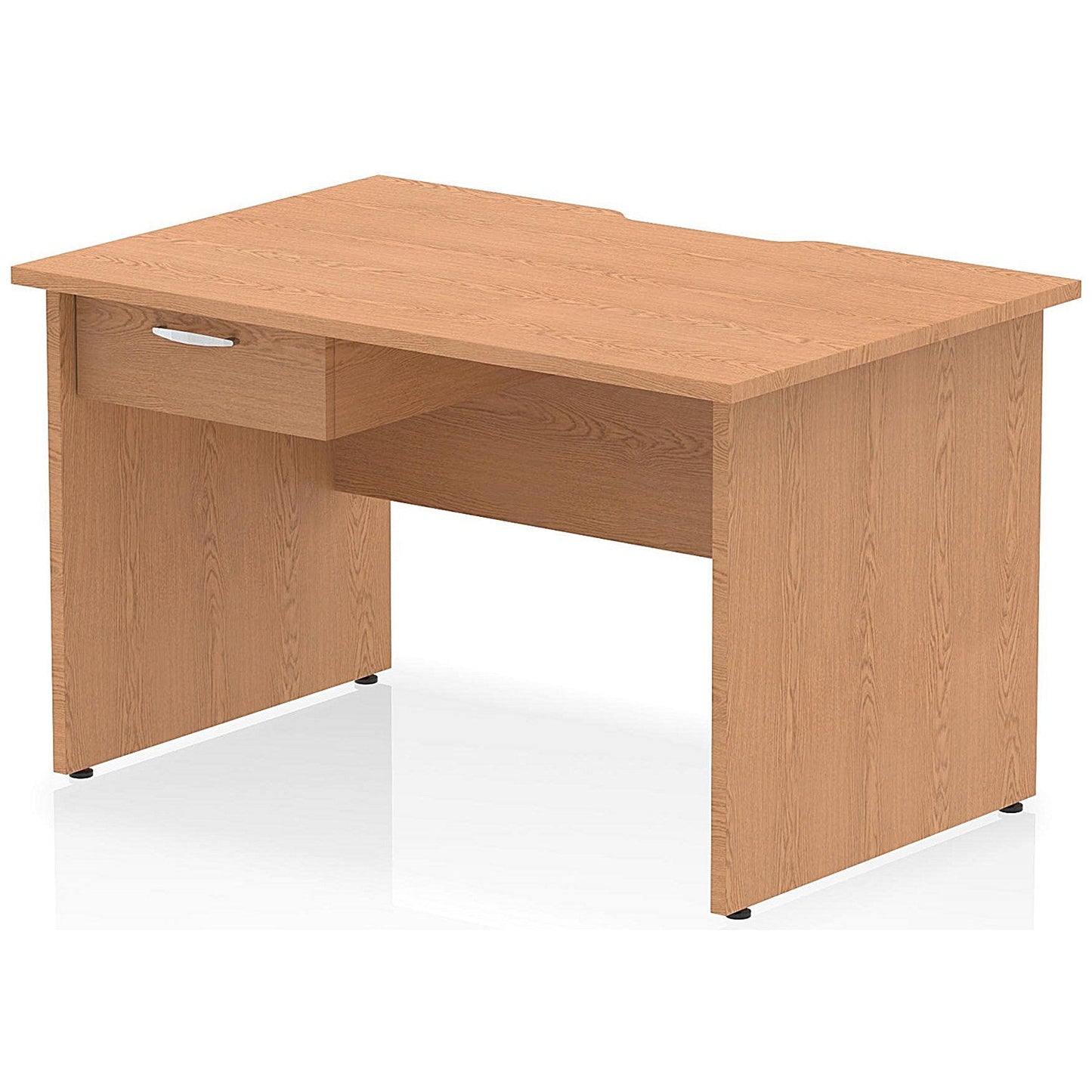 Impulse 1200mm Scalloped Edge Rectangular Desk, Panel End Legs, Oak With 1 x 1 Drawer Fixed Pedestal Easy2Order : I006092