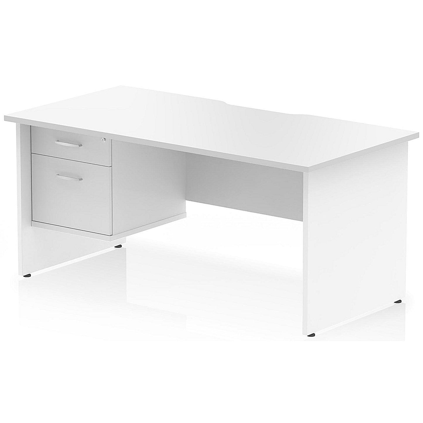 Impulse 1600mm Scalloped Edge Rectangular Desk, Panel End Legs, White With 1 x 2 Drawer Fixed Pedestal Easy2Order : I006232