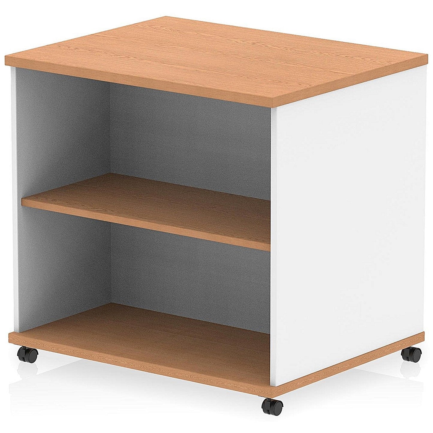 Impulse Two-Tone 600mm Deep Desk High Mobile Bookcase, Beech and White Easy2Order : I006548