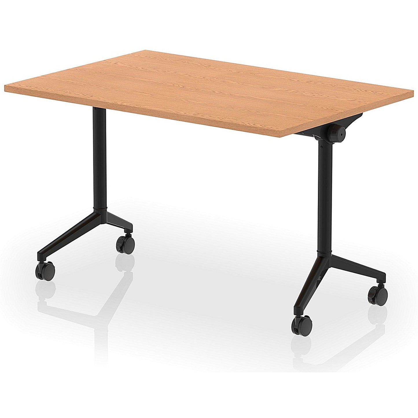 Impulse Plus Flip Rectangular Table, 1200mm Wide, Black Foot, Oak Easy2Order : I006557