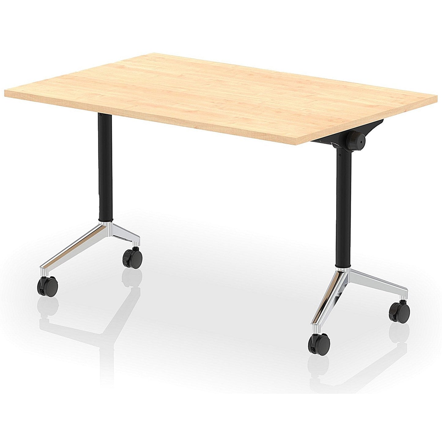 Impulse Plus Flip Rectangular Table, 1200mm Wide, Chrome Foot, Maple Easy2Order : I006562