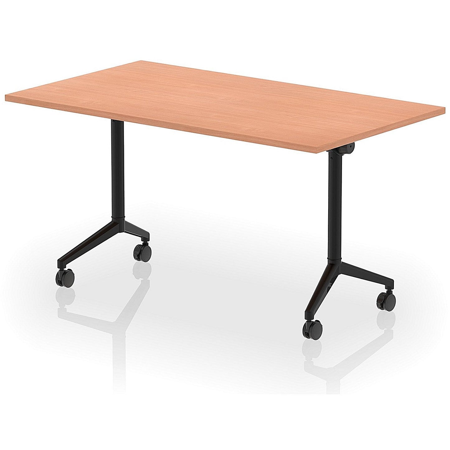 Impulse Plus Flip Rectangular Table, 1400mm Wide, Black Foot, Beech Easy2Order : I006566