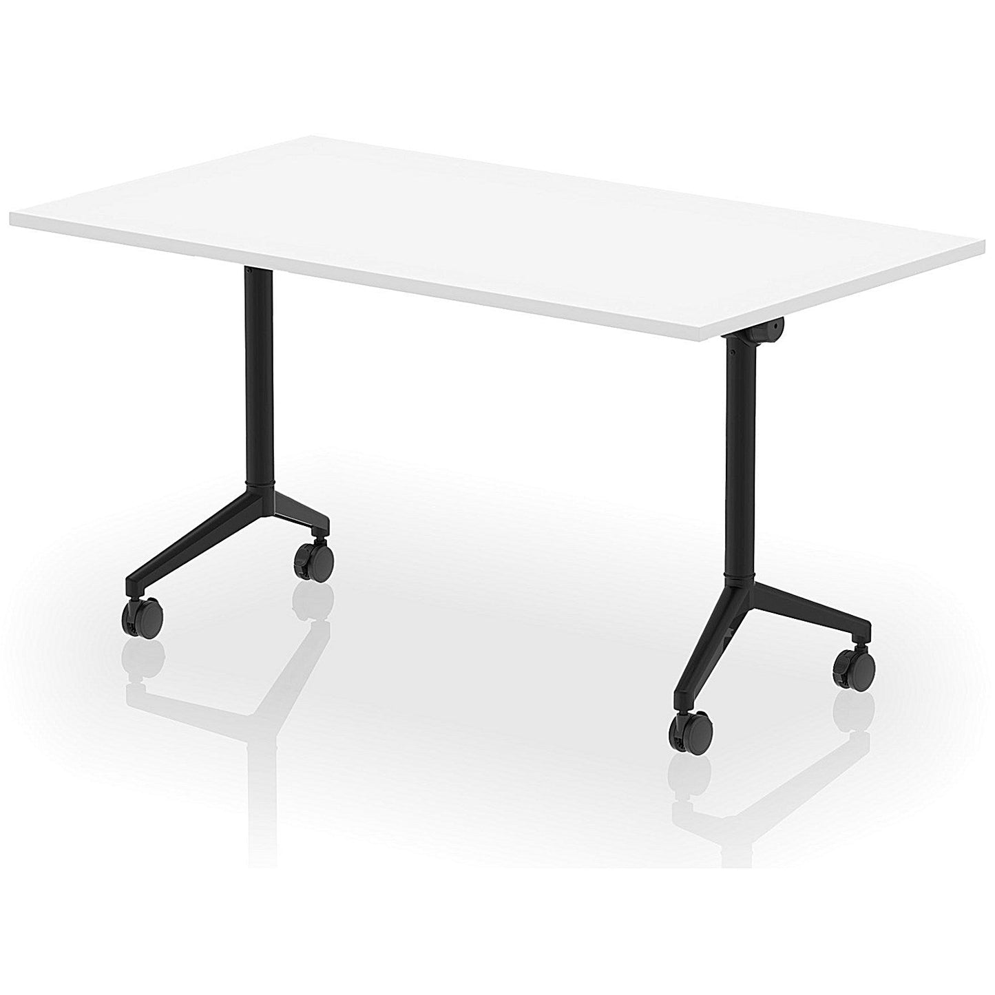 Impulse Plus Flip Rectangular Table, 1400mm Wide, Black Foot, White Easy2Order : I006571
