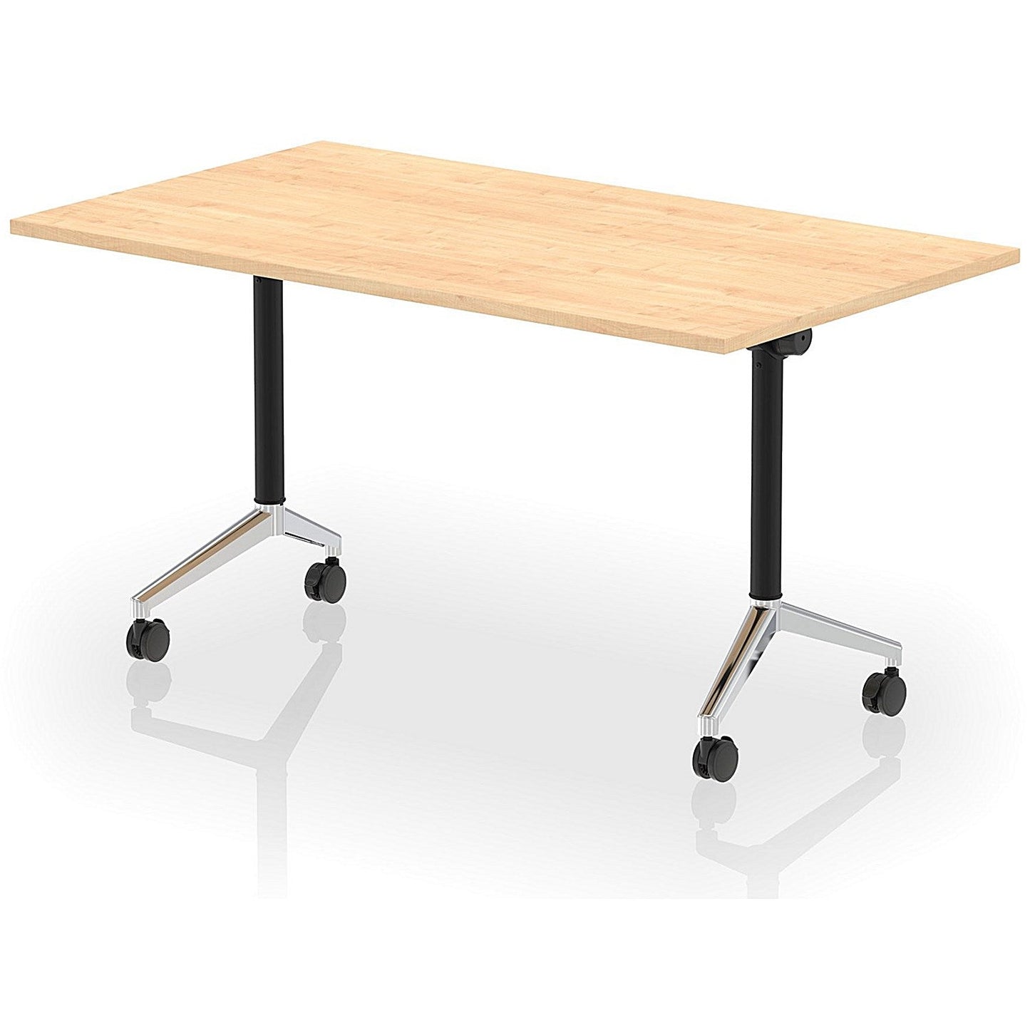 Impulse Plus Flip Rectangular Table, 1400mm Wide, Chrome Foot, Maple Easy2Order : I006574