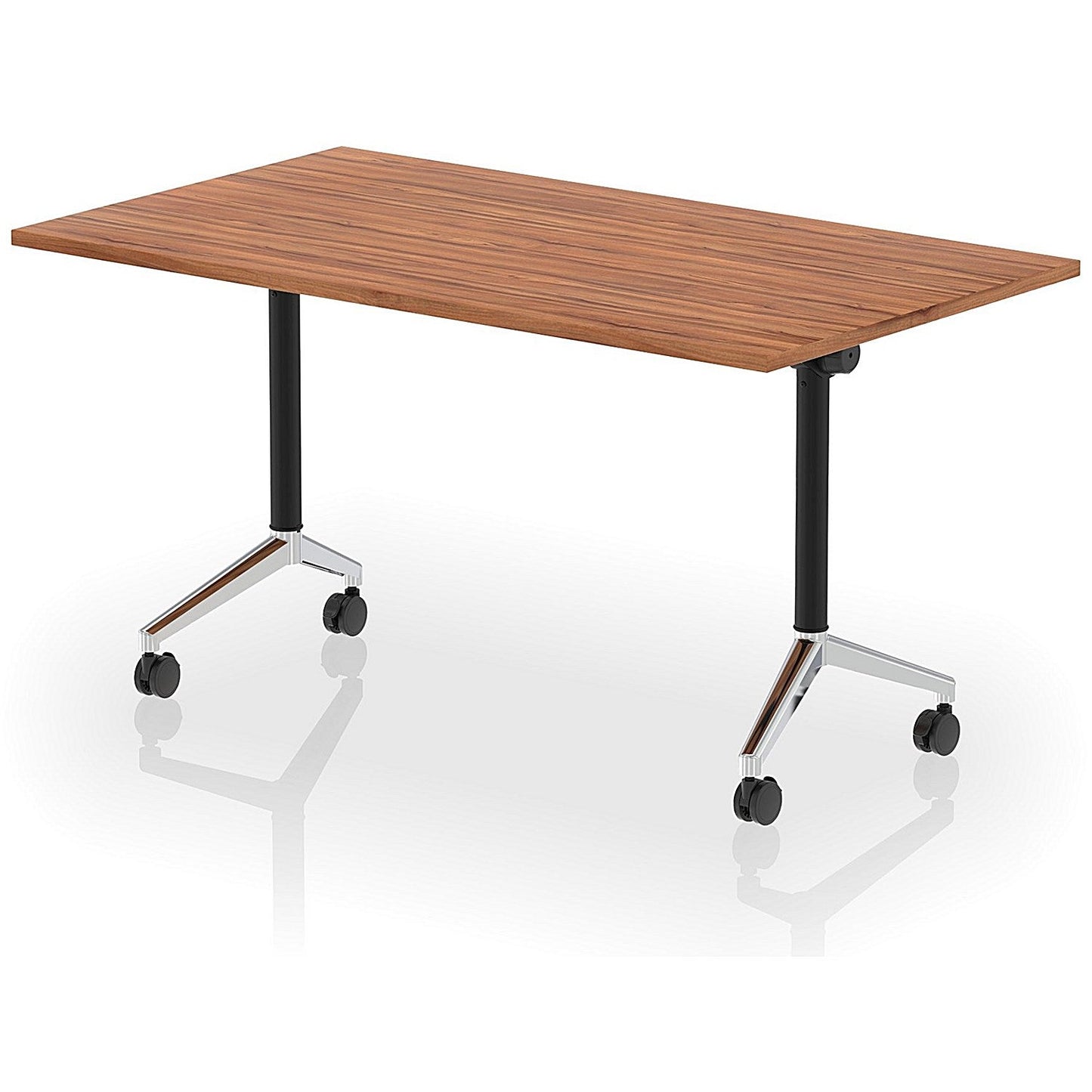 Impulse Plus Flip Rectangular Table, 1400mm Wide, Chrome Foot, Walnut Easy2Order : I006576