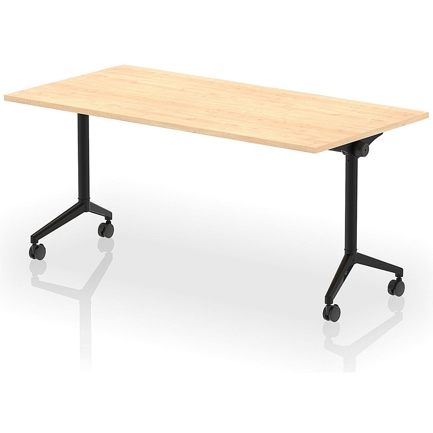 Impulse Plus Flip Rectangular Table, 1600mm Wide, Black Foot, Maple Easy2Order : I006580