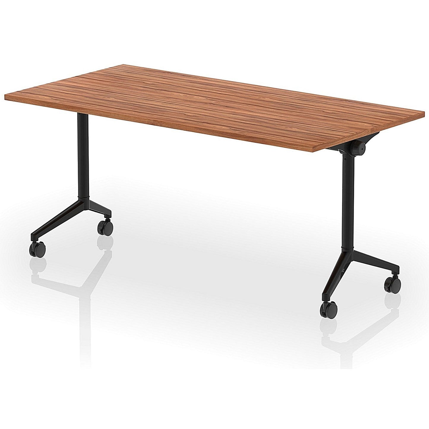 Impulse Plus Flip Rectangular Table, 1600mm Wide, Black Foot, Walnut Easy2Order : I006582
