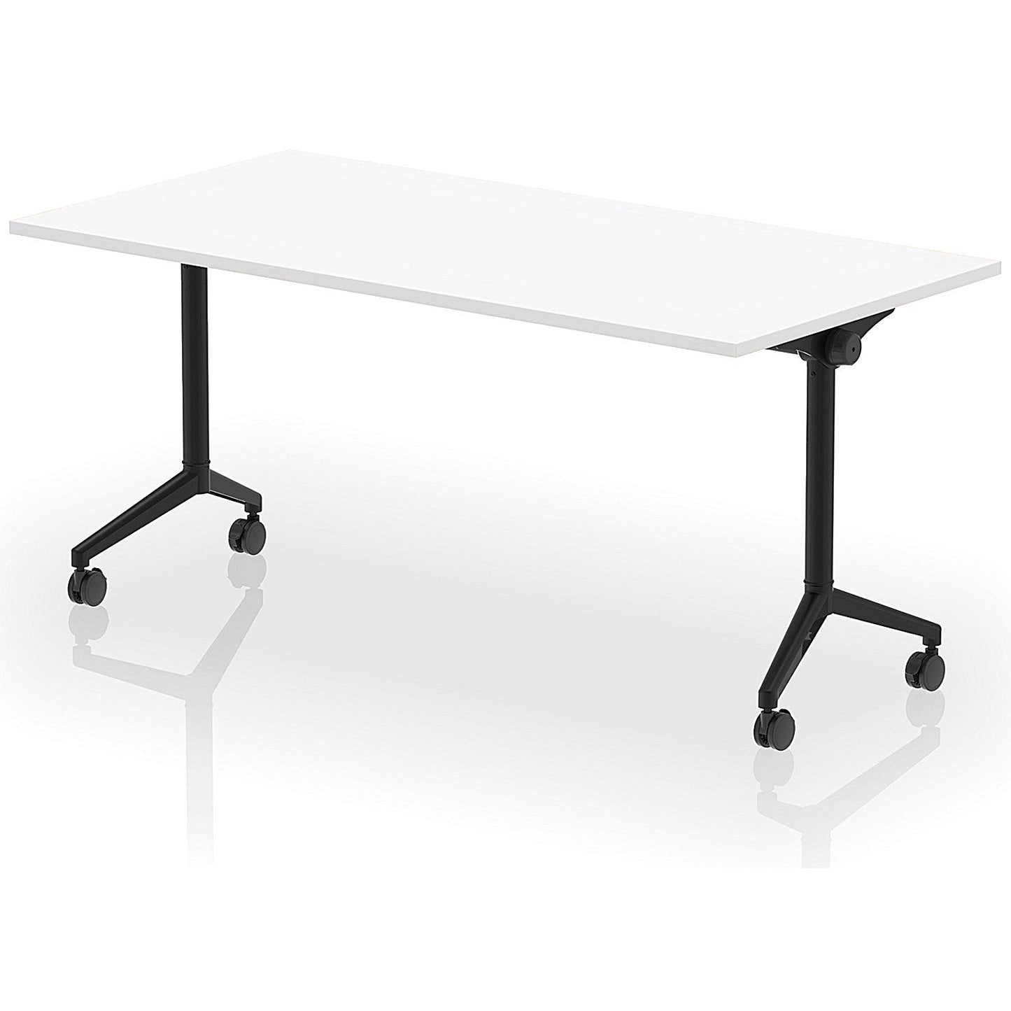 Impulse Plus Flip Rectangular Table, 1600mm Wide, Black Foot, White Easy2Order : I006583