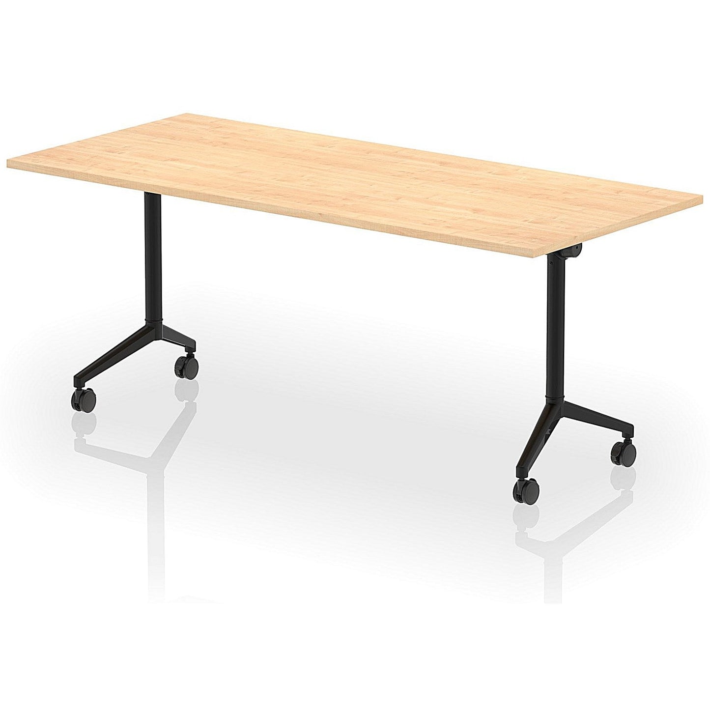 Impulse Plus Flip Rectangular Table, 1800mm Wide, Black Foot, Maple Easy2Order : I006592