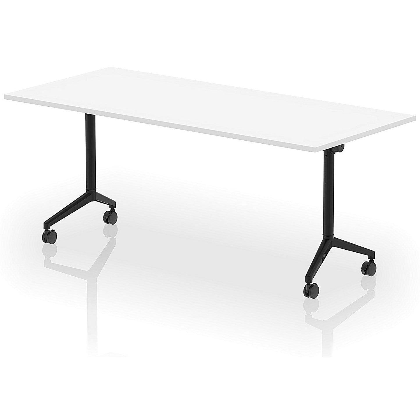 Impulse Plus Flip Rectangular Table, 1800mm Wide, Black Foot, White Easy2Order : I006595