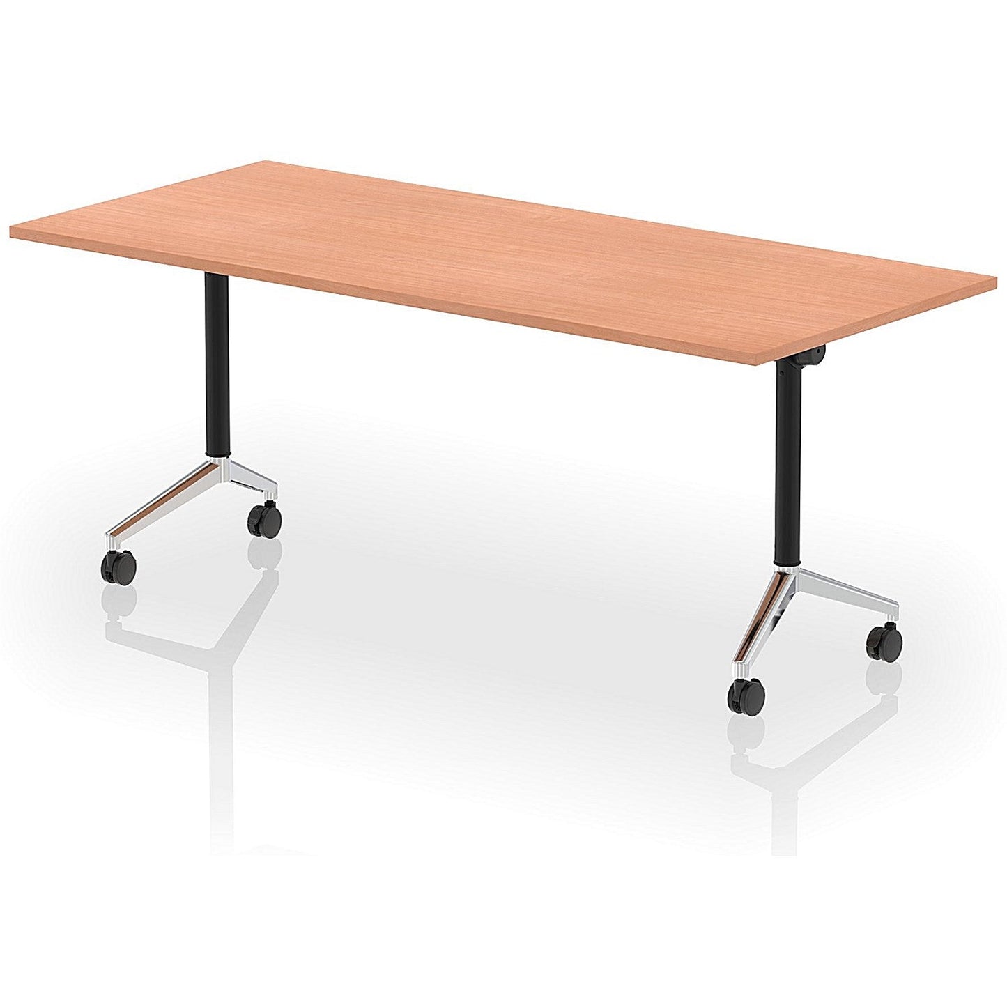 Impulse Plus Flip Rectangular Table, 1800mm Wide, Chrome Foot, Beech Easy2Order : I006596
